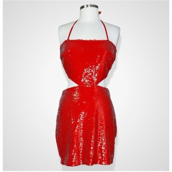 AMANDA UPRICHARD Chrisley Sequined Mini Dress in Ruby Size Medium - Picture 8 of 11